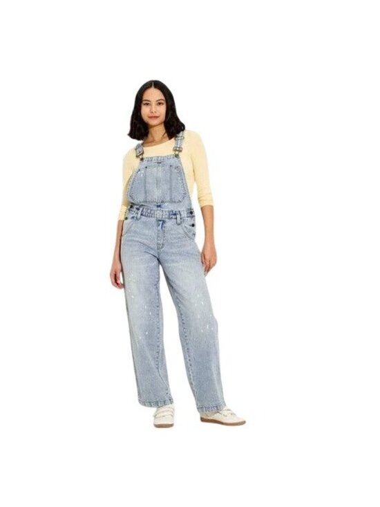 wild fable Denim - Wild Fable Light Wash Denim Overalls XXL Adjustable Straps Distressed Carpenter